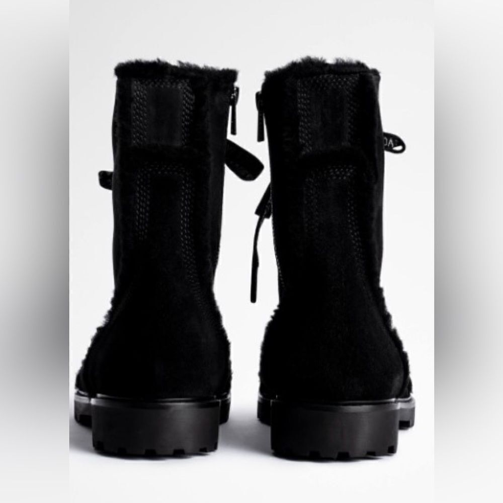 Zadig & Voltaire boots Joe black suede shearling combat boots new with box 40/9 - Picture 4 of 17
